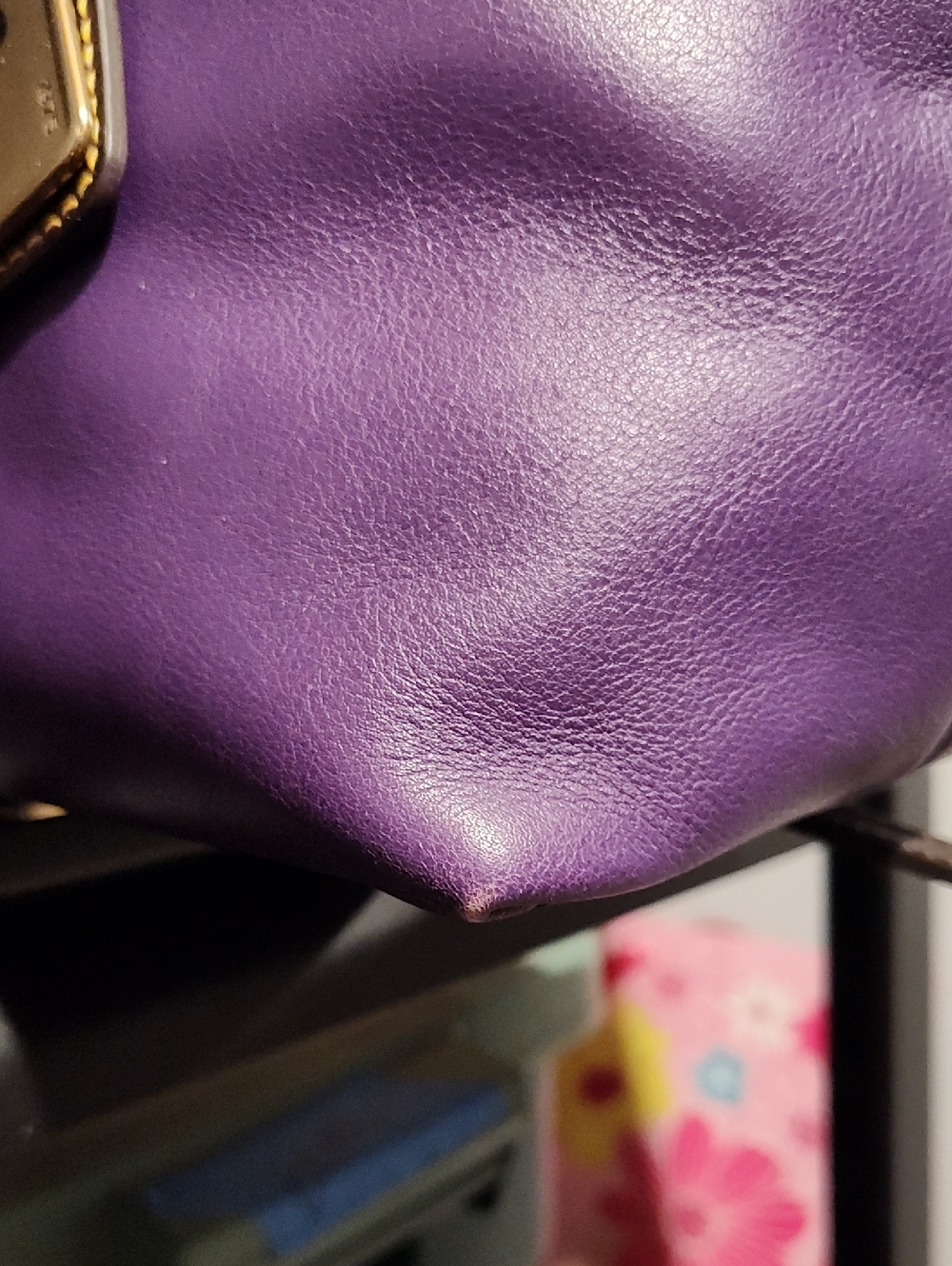 Dooney & Bourke Leather Purse Shoulder Bag, Handbag Purple w/ Dark Trim - Picture 16 of 17